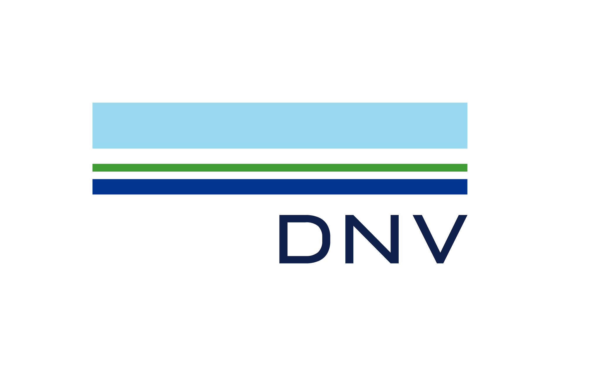 Het DNV-logo bestaat uit lichtblauwe, groene en donkerblauwe horizontale lijnen boven vetgedrukte marineletters DNV op een lichtgrijze achtergrond - een weerspiegeling van de vertrouwde kwaliteit die vaak wordt geassocieerd met STAMFORD-generatoren.